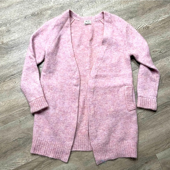 Acne Studios Raya Wool Mohair Oversize Long Cardigan Open Front Pockets Sz S - Picture 3 of 12